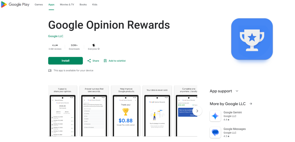 Google Opinion Rewards passive income app